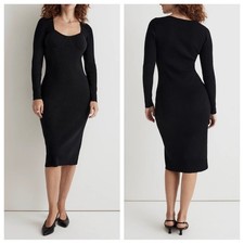 Madewell Long-Sleeve Knit Midi Dress in Black - Size XL