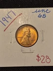 Rare Beautiful 1947 Uncirculated ++ Red Lincoln Wheat Penny.
