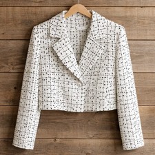 WOMEN'S WHITE TWEED SPORT CHIC BLAZER