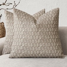 Set of 2 Decorative Vintage Floral Print Throw Pillow Covers Neutral Modern F...