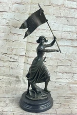Art Deco by Gaudez Joan of Arc French Maid of Orleans Hot Cast Bronze Sculpture