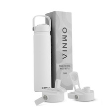 OMNIA NUTRIENTS Vacuum Insulated Stainless Steel Water Bottle, 2 Lids Leakproof