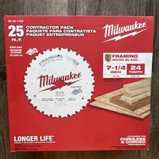 Milwaukee 48-40-1723 7-1/4" 24T Worm Drive Framing Circular Saw Blades - 25 pk