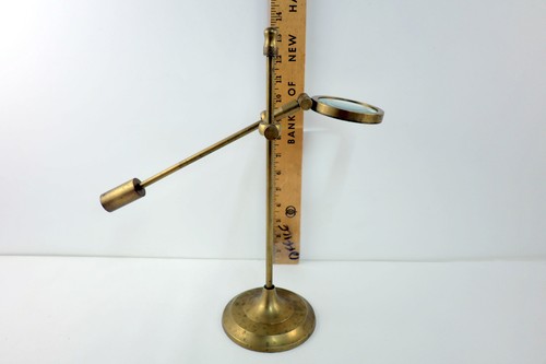 Lente d'ingrandimento scrivania laboratorio o nautica vintage su supporto regolabile - Foto 4 di 5