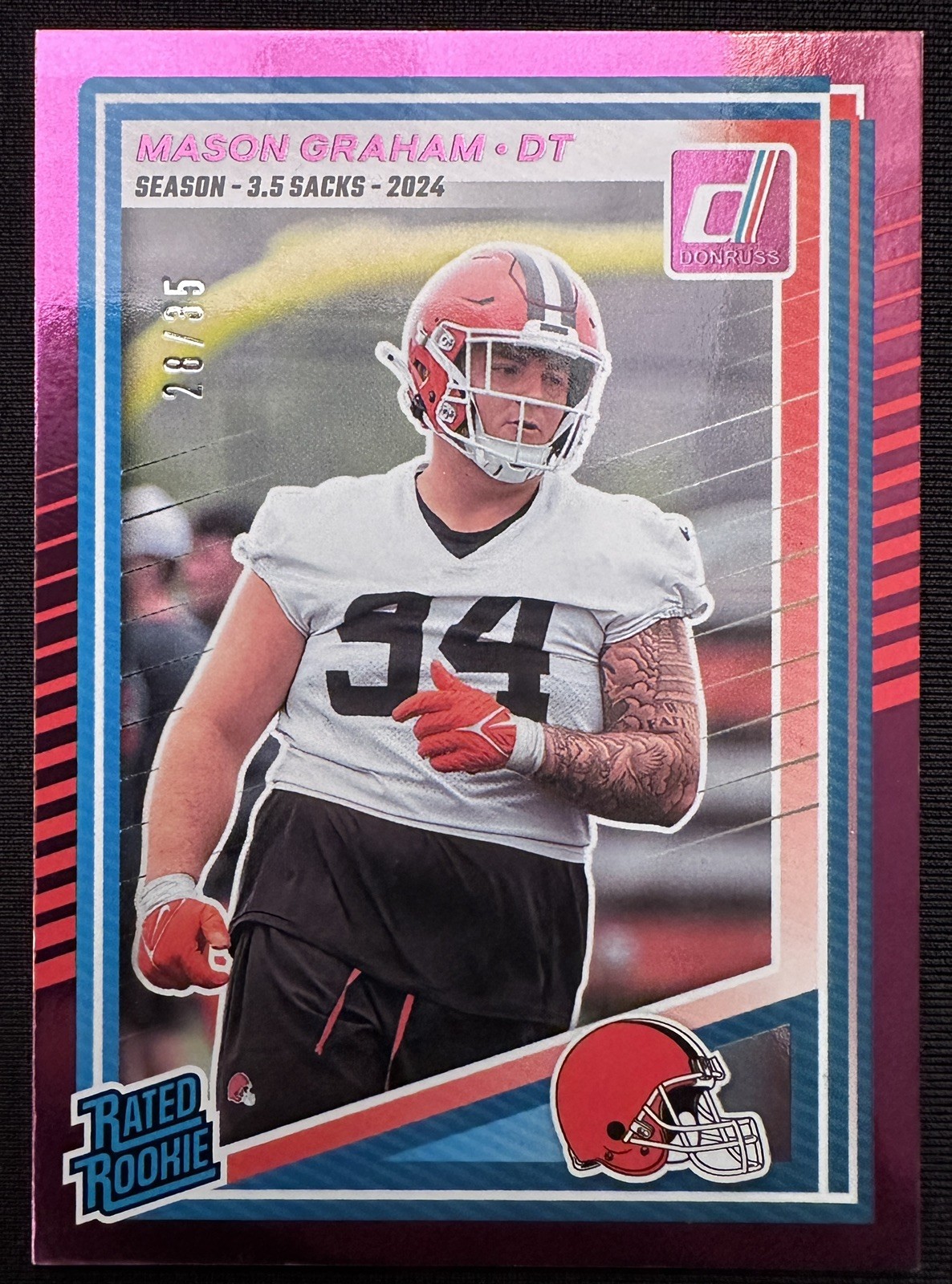 Mason Graham - 2025 Panini Donruss - Rated Rookie #340 Season Stat Line /35 (RC)