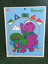 Vintage 1993 Barney 11 x14 Frame Tray 25 Piece Sailor Puzzle Milton Bradley