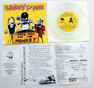 NUKEY PIKES 7'' 45 PS Three Men & the Monkey HEART FIRST GERMANY Clear Vinyl