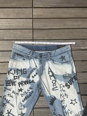 Dolce and Gabbana Blue Jeans Embroidered Graffiti | eBay Dolce and Gabbana Blue Jeans Embroidered Graffiti | eBay
