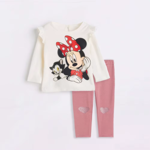 2Pcs Autumn Toddler Girla Clothing Sets Minnie Cartoon Long Sleeved Tops + Pants