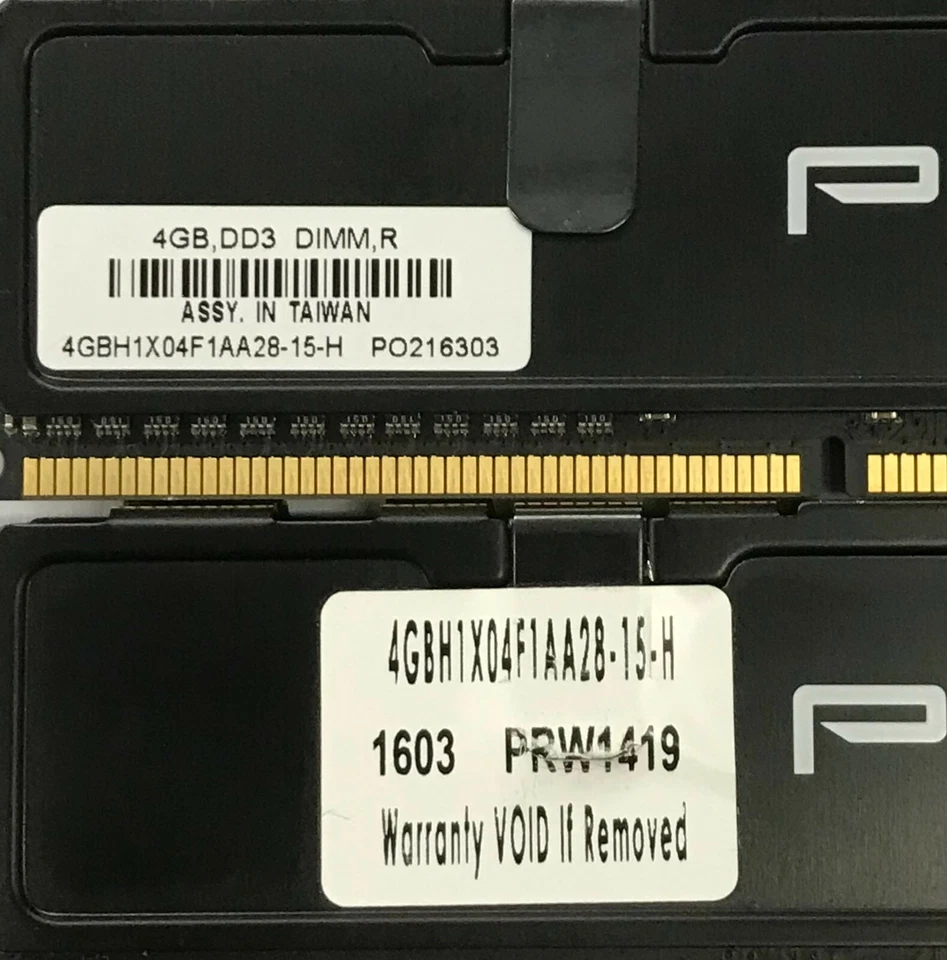 PNY 8GB RAM (2x4GB) PC3-12800 DDR3-1600 SDRAM 4GBH1X04F1AA28-15-H - Image 3 of 3