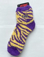 NCAA LSU Tigers Fuzzy Socks Size Womens Medium 6-11