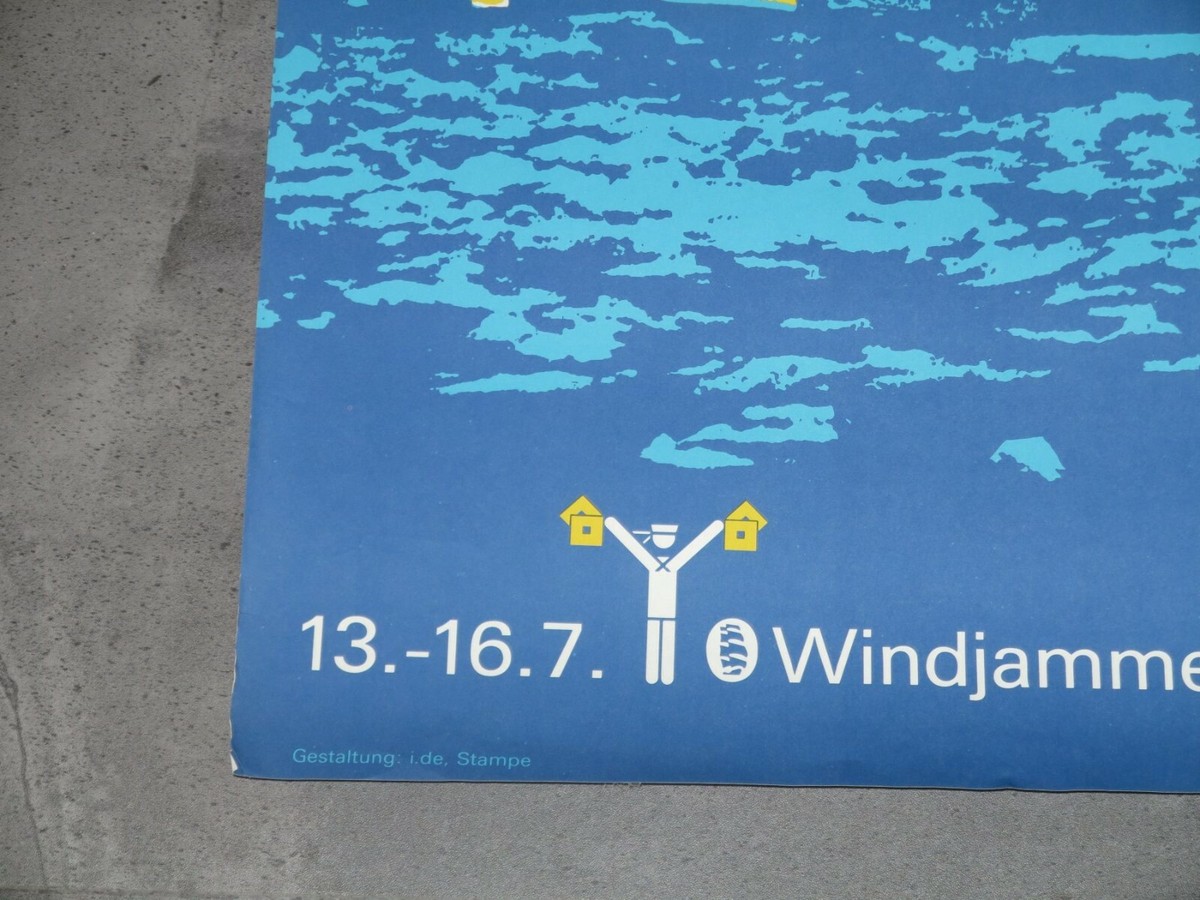 Poster Original Windjammer Treffen Kiel 1980 – Kieler Woche – Vintage Allemagne – Format DIN A1