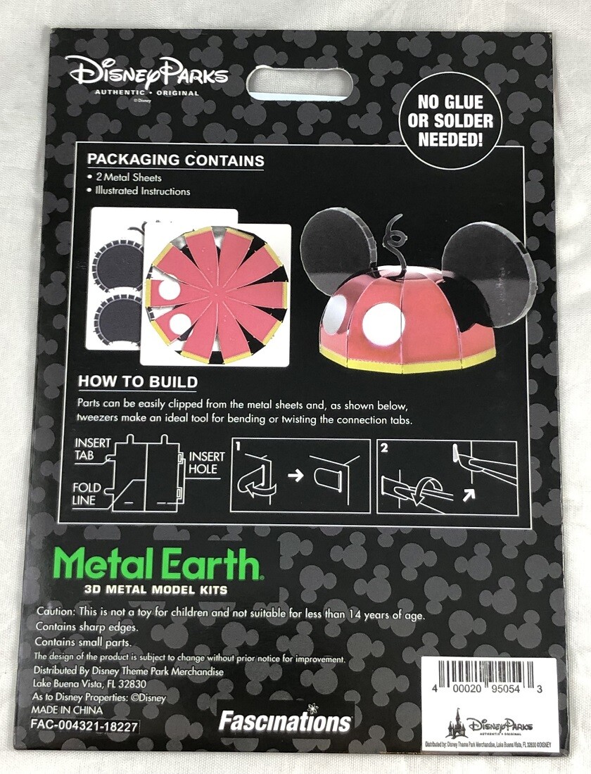 Disney Parks Mickey Mouse Pants Ear Hat Metal Earth 3D Model Kits Walt World NEW