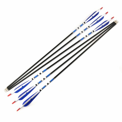 12Pcs 31''Archery Blue Turkey Feathers Carbon Arrows Spine 500 Bow Hunting Shoot - Picture 7 of 7