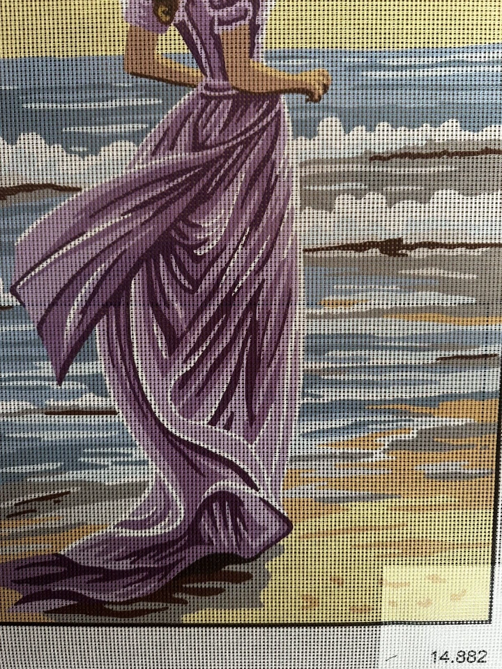 needlepoint Tapestry  45x60cm  Gobelin L Girl In A Purple Dress Canvas Only - Image 3 of 4