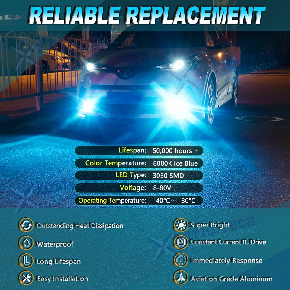 Luces antiniebla LED 8000K azul hielo 9006 HB4 bombillas para Mazda 3 CX-9 2007-2013 Foto 2 de 4