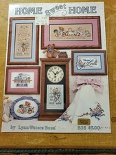 HOME SWEET HOME SAMPLER BEAR RABBIT FLORAL CROSS STITCH PATTERN FREE SHIPPING
