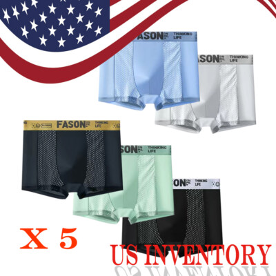 Men's mesh ice silk underwear, breathable boxers, shorts, 5 pieces