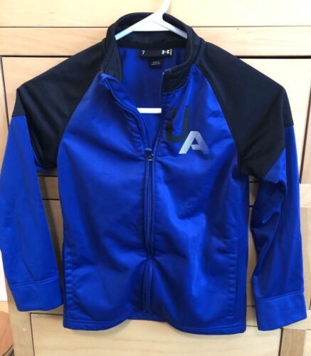 Boy's Under Armour Light Jacket, Blue and Black, Size 7, full zip with pockets - Picture 1 of 1
