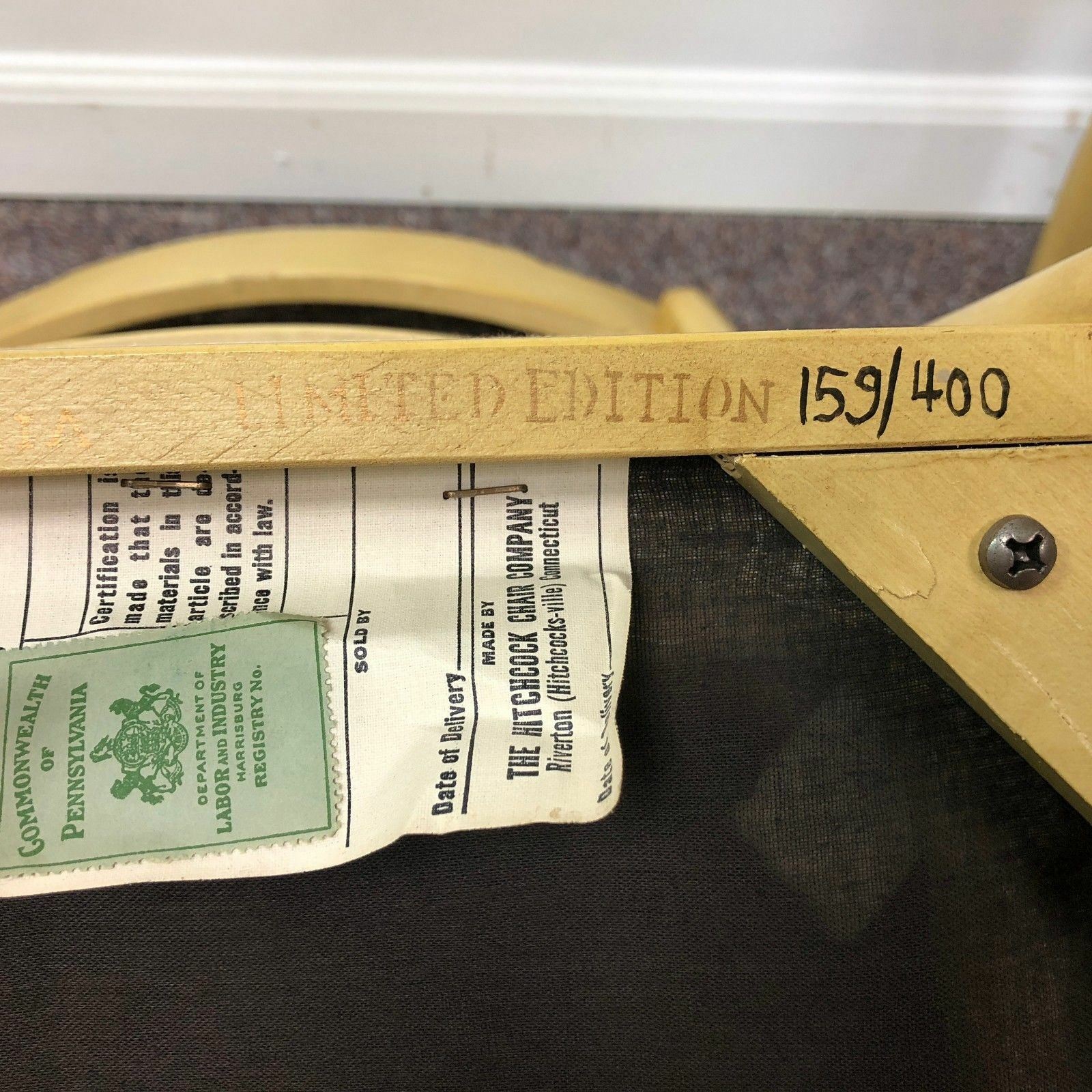 Single (1) Genuine Hitchcock Limited Edition Hand Painted Stenciled