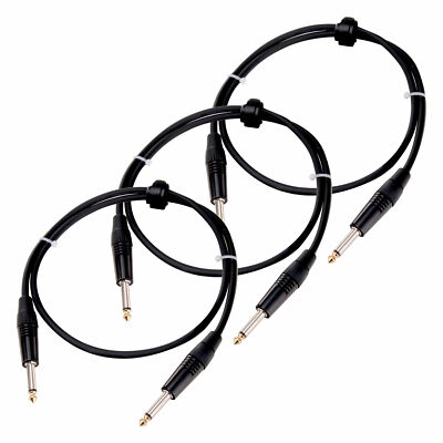 3x Set Instrumenten Kabel Gitarrenkabel 1m Audio 6,3mm Klinke Klinkenstecker
