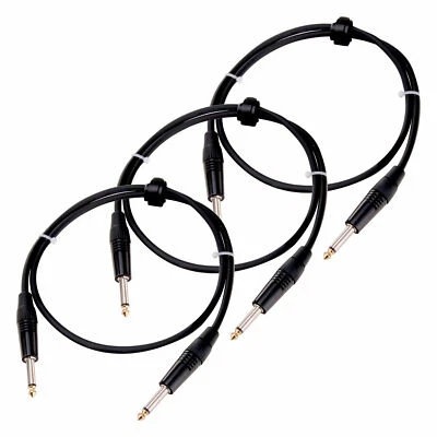 PRONOMIC Juego de 3 cables de instrumentos cable de guitarra 1 m audio 6,3 mm conector jack