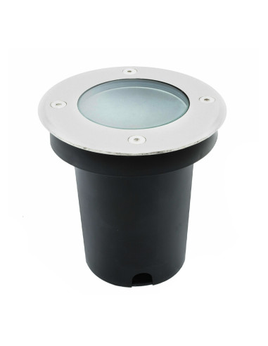 Spot LED encastrable rond IP65 GU10 en inox brossé pour sol extérieur