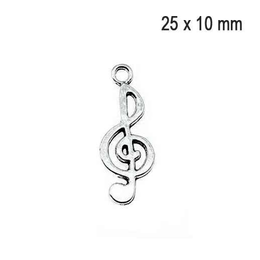 Bracciale Chiave di violino Argento catena Acciaio inox con ciondolo Uomo Donna - Immagine 2 di 4