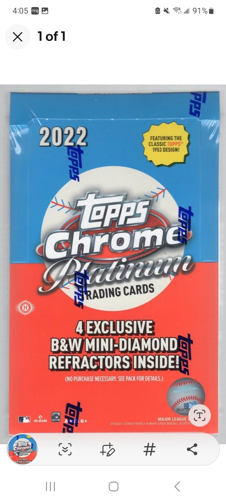 2022 Topps Chrome Platinum Anniversary Baseball Factory Sealed Hobby LITE Box - Picture 2 of 2