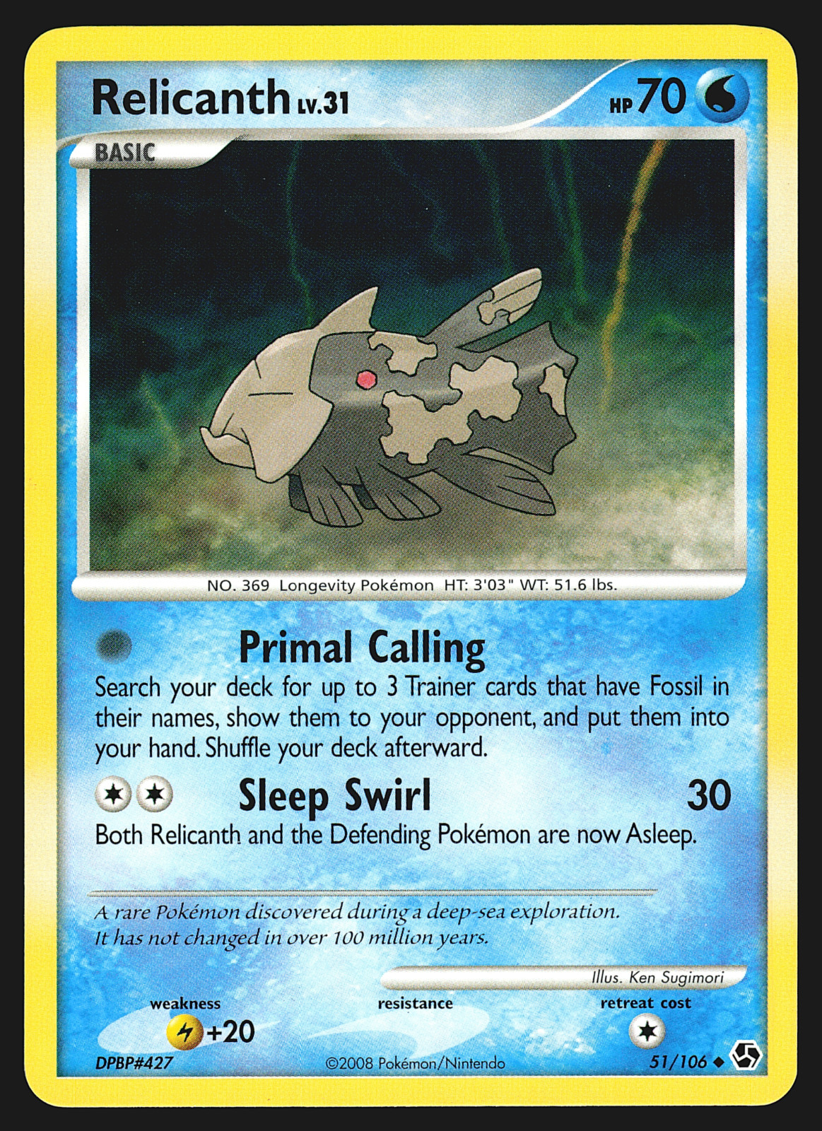 Relicanth 51/106 Diamond & Pearl Great Encounters Pokemon Card LP