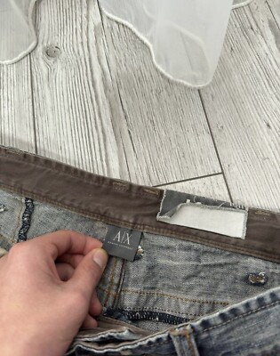 Armani Vintage Rare Eagle Logo Y2K Distressed Denim Jeans Pants