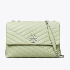 NWT TORY BURCH $548 KIRA CHEVRON PINE FROST GREEN CONVERTIBLE SHOULDER BAG