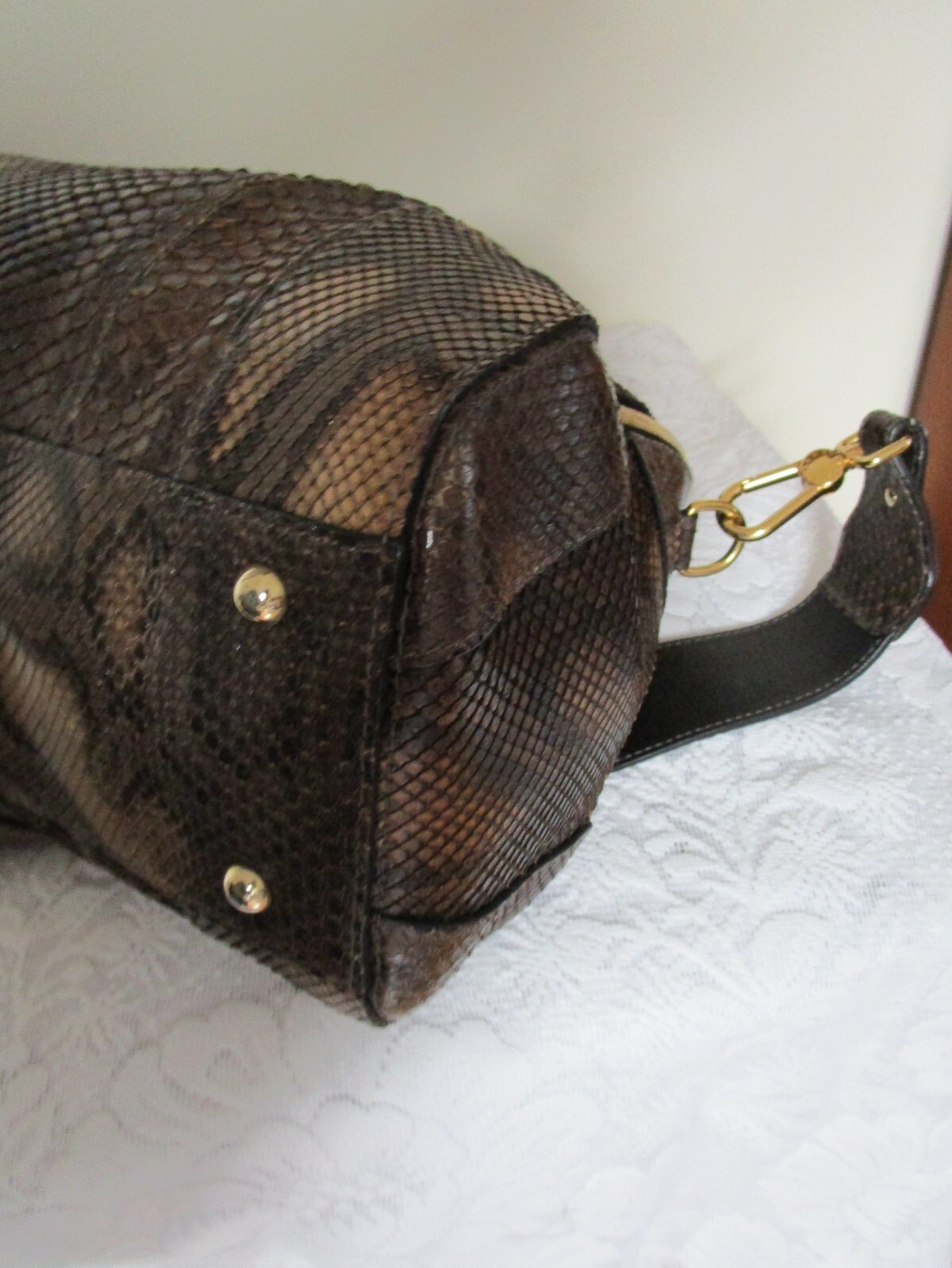 Vintage Furla Python Brown Leather Large Satchel … - image 11
