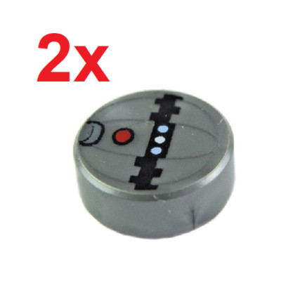LEGO Star Wars - (2) 1 x 1 Flat Silver Round Tiles w/ Thermal Detonator Pattern