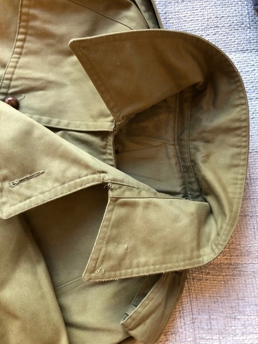 Vintage MILITARY Army trench coat khaki Cotton Pockets Long Oversized Sz M/L - Picture 14 of 14