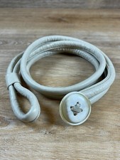 Vintage 1970s Cream Leather Double Belt W Carved Button