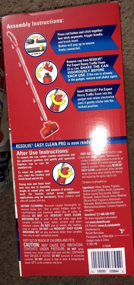 lot of 2 )Resolve Pet Expert Easy Clean Carpet Cleaner Gadget+Foam Spray Refill