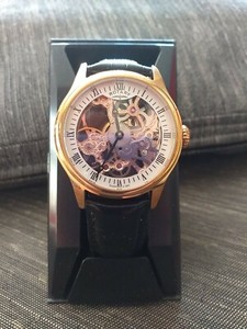 skeleton watch leather strap