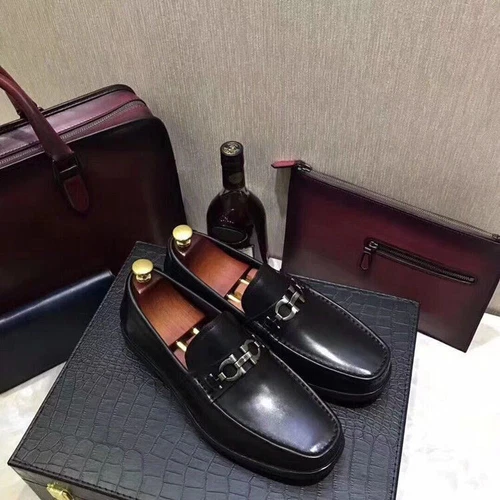 Salvatore 2025Ferragamo Mocassini Britannici in Pelle Business Tide Scarpe Uomo Nero - Foto 8 di 15
