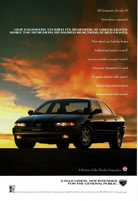 1992 CHRYSLER Eagle Vision black 4-door sedan Vintage Print Ad