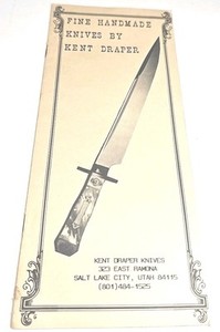 Vintage Rare 1970's Draper Knives Catalog Fine Handmade Knives By Kent Draper