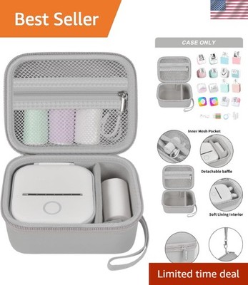 Stylish Grey Zippered Case for Memoking T02, Phomemo & Pocket Printers