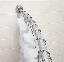 40" - 64" Wall Mountable Curved Adjustable Shower Rod Chrome Finish 1" Diameter