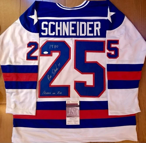 Buzz Schneider Autographed USA Hockey Jersey 1980 Olympics JSA
