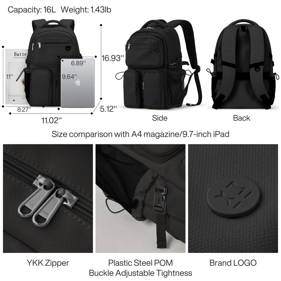 Mochila de Viaje para Laptop, Ligera Duradera Escuela Bookbag Hombres Mujeres 15.6" Co... Foto 3 de 4