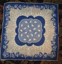 blue Floral Handkerchief