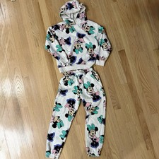 Disney Minnie Mouse Sweatpants Hoodie Set - White, Pink, Green size 7/8