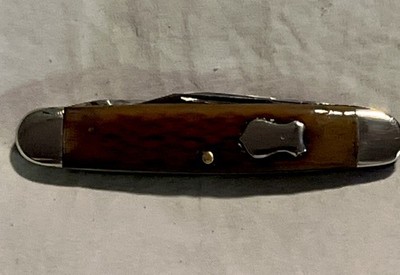 Antique Winchester Green Bone!  Three Blade Pocket Knife With Punch Rare 1919-42