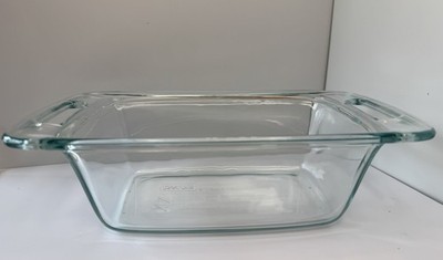 Pyrex Clear Glass Loaf Pan 1.5-QUART #C213 Cutout Handles  Vintage Made in USA
