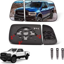 Driver Side Upper  Lower Side Mirror Glass Compatible for 2010-2020 Dodge Ram 1